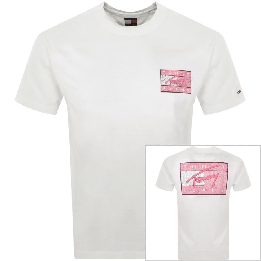Tommy hilfiger logo flag t shirt white sale